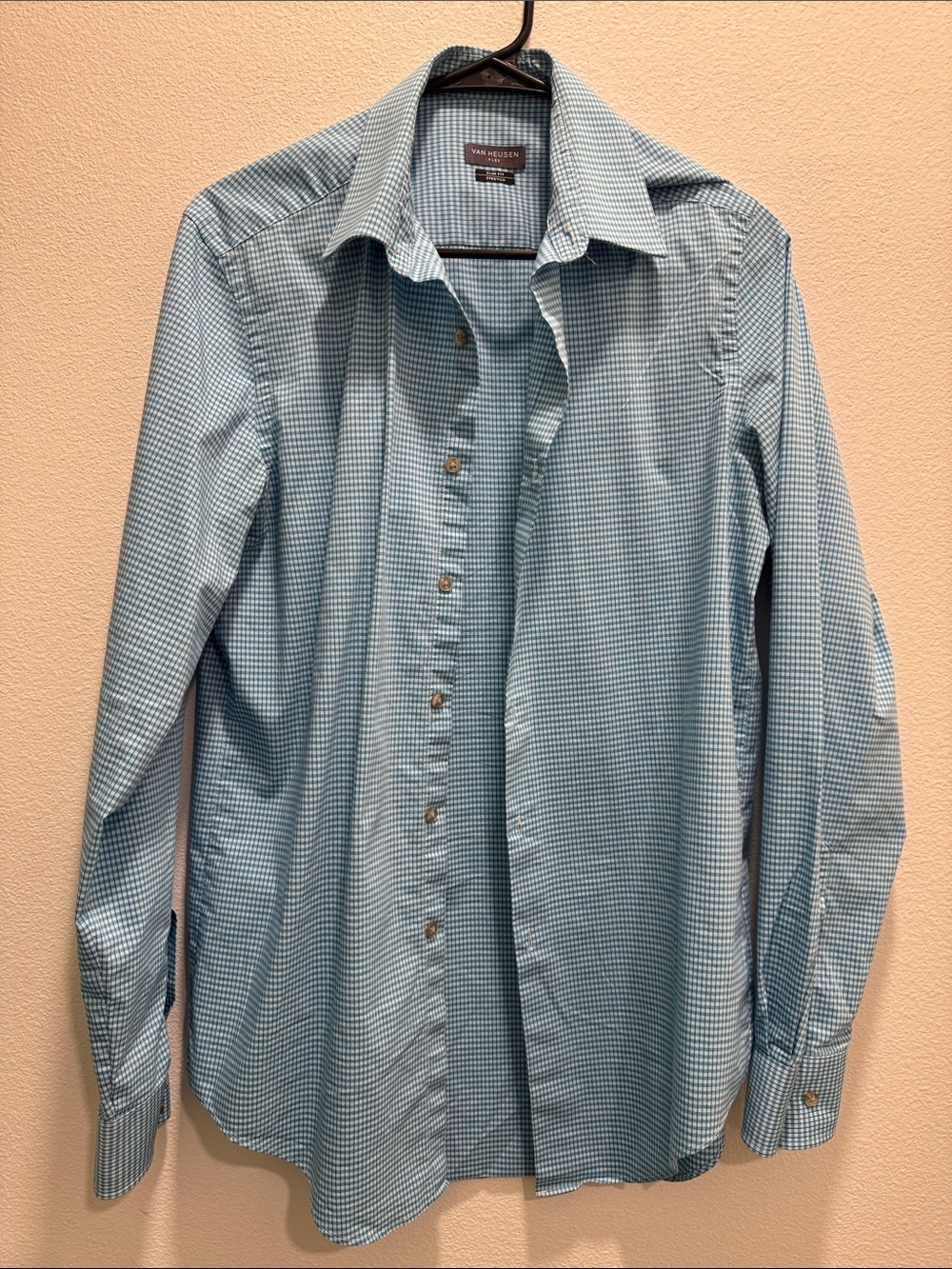 Van Heusen Light Blue Micro-Check Dress Shirt
